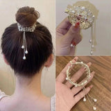 Vintage Pearl Tassel Rhinestone Hair Clip Bridal Headdress