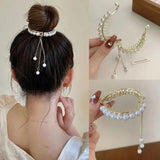 Vintage Pearl Tassel Rhinestone Hair Clip Bridal Headdress