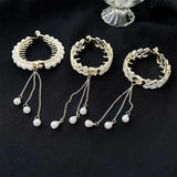 Vintage Pearl Tassel Rhinestone Hair Clip Bridal Headdress