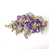 Vintage Crystal Flower Hair Pins Resin Hair Clip Retro Hairpin