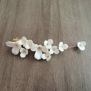 Ceramic Flower Hairpin Bridal Hair Clip Crystal Beads Wedding Headpiece