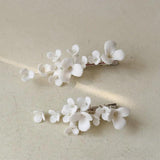 Ceramic Flower Hairpin Bridal Hair Clip Crystal Beads Wedding Headpiece