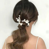 Ceramic Flower Hairpin Bridal Hair Clip Crystal Beads Wedding Headpiece