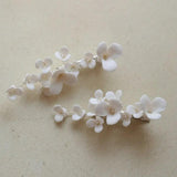Ceramic Flower Hairpin Bridal Hair Clip Crystal Beads Wedding Headpiece