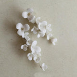 Ceramic Flower Hairpin Bridal Hair Clip Crystal Beads Wedding Headpiece