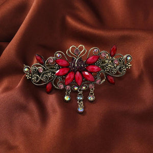 Vintage Tulip Flower Barrettes Rhinestone Hair Clip - Metal Hair Accessories
