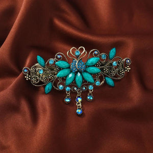 Vintage Tulip Flower Barrettes Rhinestone Hair Clip - Metal Hair Accessories