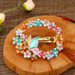 Vintage Rhinestone Butterfly Hair Clip Enamel Hair Pin