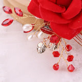 Red Rose Flower Hair Combs Wedding Bridal Head Jewelry Women Prom Headpiece