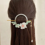 Antique Hanfu Hair Ornament Green Leaves Tassel Hairstick
