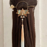 Antique Hanfu Hair Ornament Green Leaves Tassel Hairstick