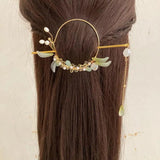 Antique Hanfu Hair Ornament Green Leaves Tassel Hairstick