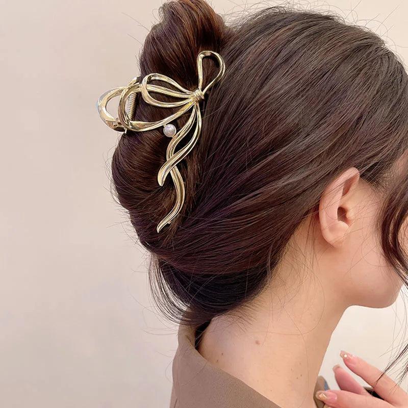 Vintage Butterfly Hair Claw Pearl Hair Clip