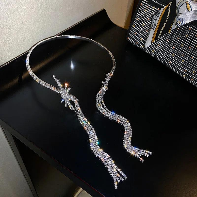 Tassel Rhinestone Hairbands Women Hair Hoop Bands Headband Bezel