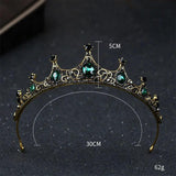 Vintage Baroque Emerald Crystal Tiara Crown Hair Jewelry Wedding Bridal