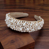 Beige Pearl Bridal Hair Hoop for Women Hairband