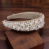 Beige Pearl Bridal Hair Hoop for Women Hairband