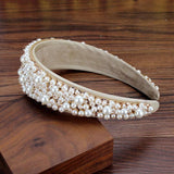 Beige Pearl Bridal Hair Hoop for Women Hairband