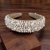 Beige Pearl Bridal Hair Hoop for Women Hairband