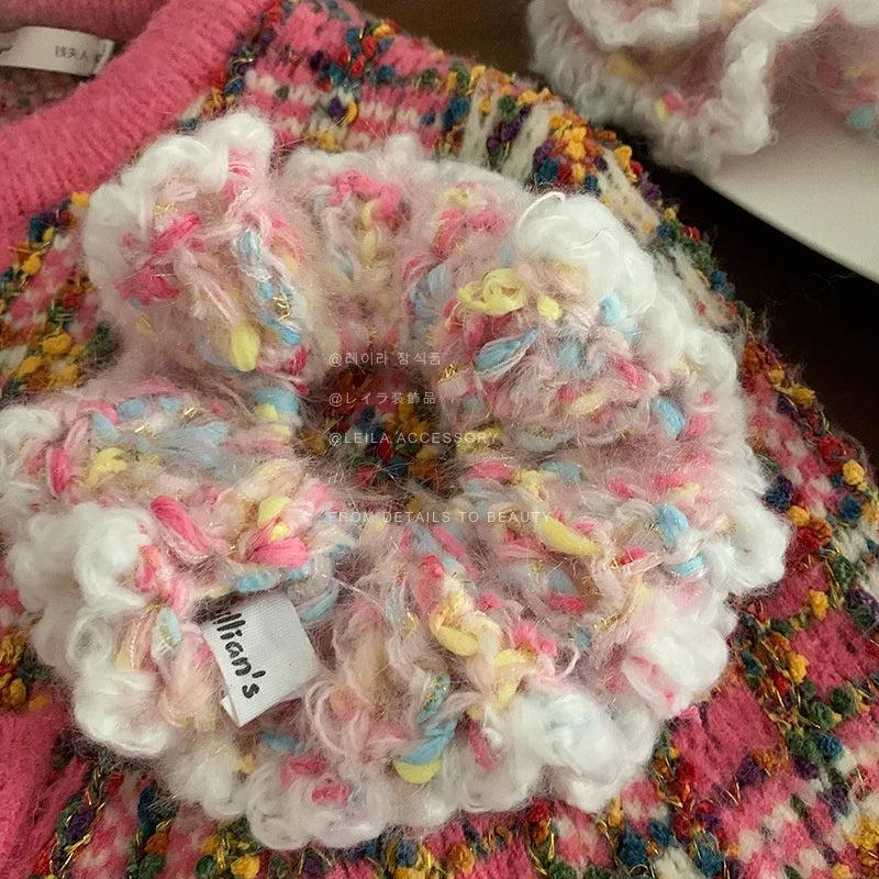 Knitted Large Intestine Hair Rope Lace Women Ponytail Hair Accessory
