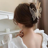 Pearl Crystal Butterfly Hair Claw Clips for Women Girls Hairpin
