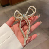 Pearl Crystal Butterfly Hair Claw Clips for Women Girls Hairpin