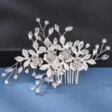 Silver Rhinestone Pearl Wedding Hair Combs Rose Hair Accessories