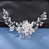 Silver Rhinestone Pearl Wedding Hair Combs Rose Hair Accessories