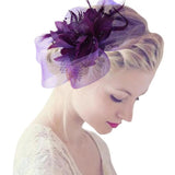 Flower Feather Beads Corsage Hair Clip Fascinator Bridal Hairband
