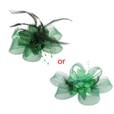 Flower Feather Beads Corsage Hair Clip Fascinator Bridal Hairband