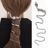 Punk Rhinestone Snake Hairpin with Tassel Crystal Headband Chain