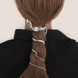 Punk Rhinestone Snake Hairpin with Tassel Crystal Headband Chain