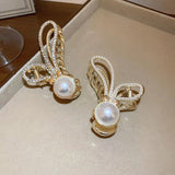 Rhinestone Pearl Tassel Hair Claws Winter Jewelry Accessories