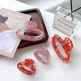 Vintage Floral Acetate Hair Clip Hollow Oval Large Shark Claw