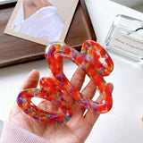 Vintage Floral Acetate Hair Clip Hollow Oval Large Shark Claw