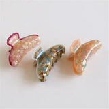 Summer Acetate Hair Clip Floral Stone Pattern Shark Claw