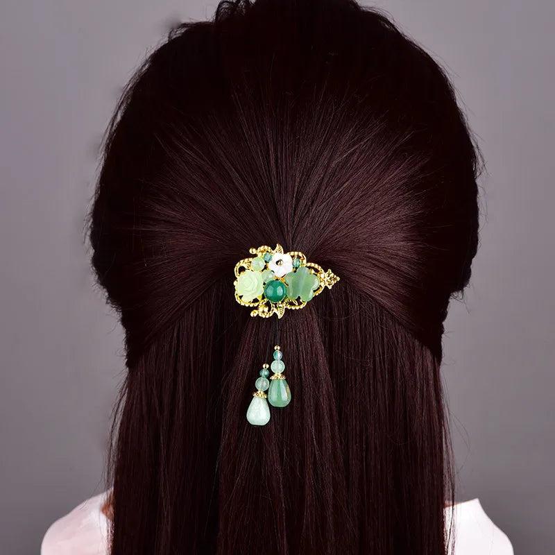 Temperamental Crystal Coloured Glaze Flower Hair Circle Retro Head Rope
