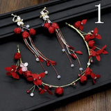 Red Pearl Crown Headpiece Wedding Headdress