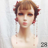 Red Pearl Crown Headpiece Wedding Headdress