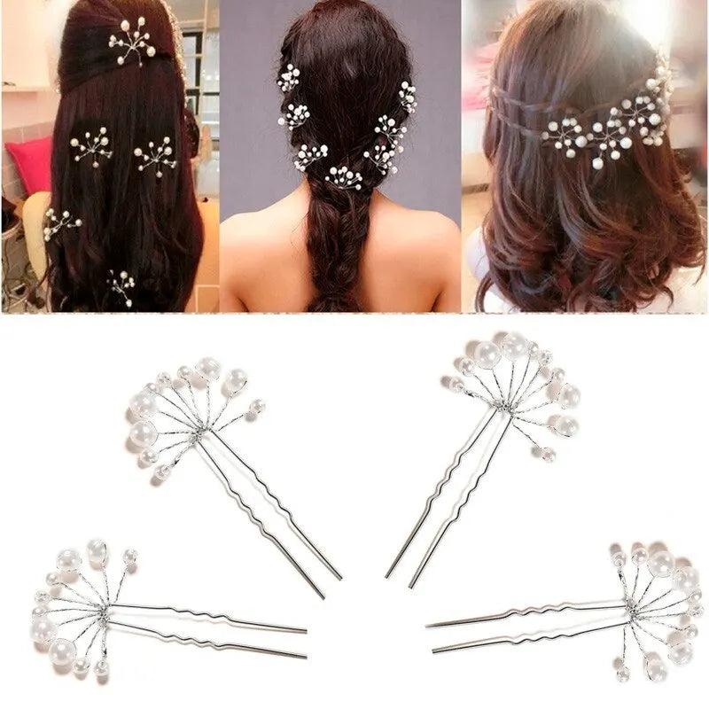 5Pcs Women Wedding Hair Accessories Pearl Headpiece Hair Pin