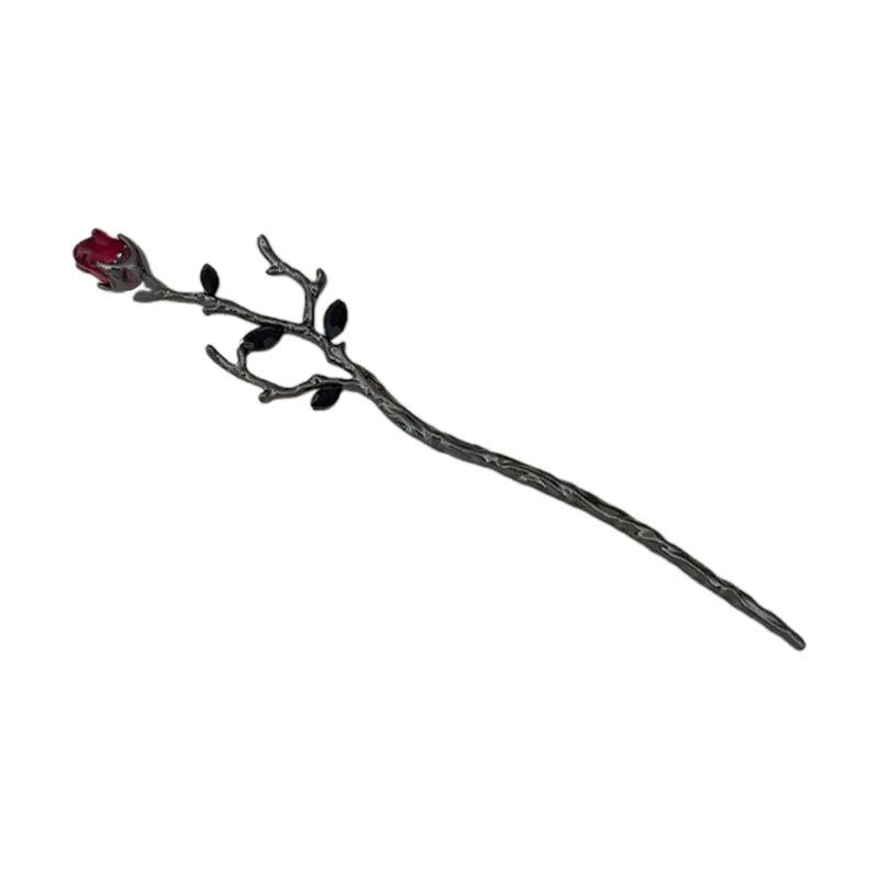 Chinese Style Rose Flower Hair Stick Pendant Jewelry for Women