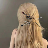 Chinese Style Rose Flower Hair Stick Pendant Jewelry for Women