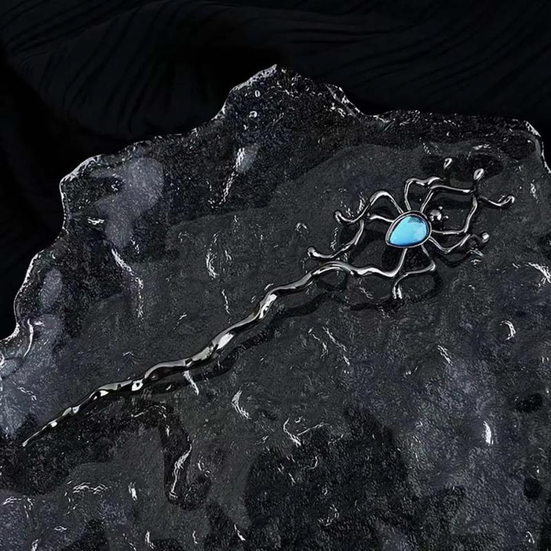Dark Spider Moonstone Hairpin for Women Creative Temperament Girls Tiara Wedding