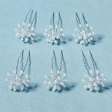 6pcs Silver Pearl Wedding Hairpin Set for Bride