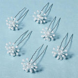 6pcs Silver Pearl Wedding Hairpin Set for Bride