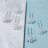 6pcs Silver Pearl Wedding Hairpin Set for Bride