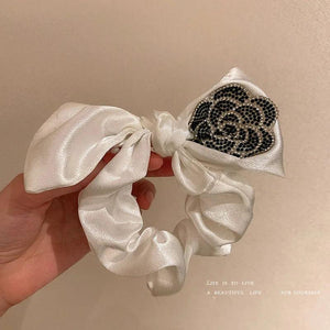 Crystal-studded Flower Bow Hair Ring Retro Hairpin Hair Accessories