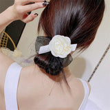 Crystal-studded Flower Bow Hair Ring Retro Hairpin Hair Accessories