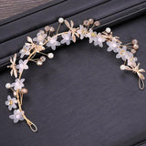 Pearl Beaded Flower Headband for Women Girls Bridal Wedding Hair Accessories
