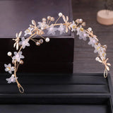 Pearl Beaded Flower Headband for Women Girls Bridal Wedding Hair Accessories